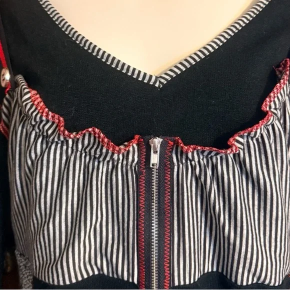 The Pyramid Collection Black Patchwork Tunic Dress Boho Gothic Artsy Long Sleeve - Picture 4 of 9